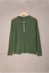 Henley Button Placket Side Slit Drop Shoulder Pullover Knit Sweater